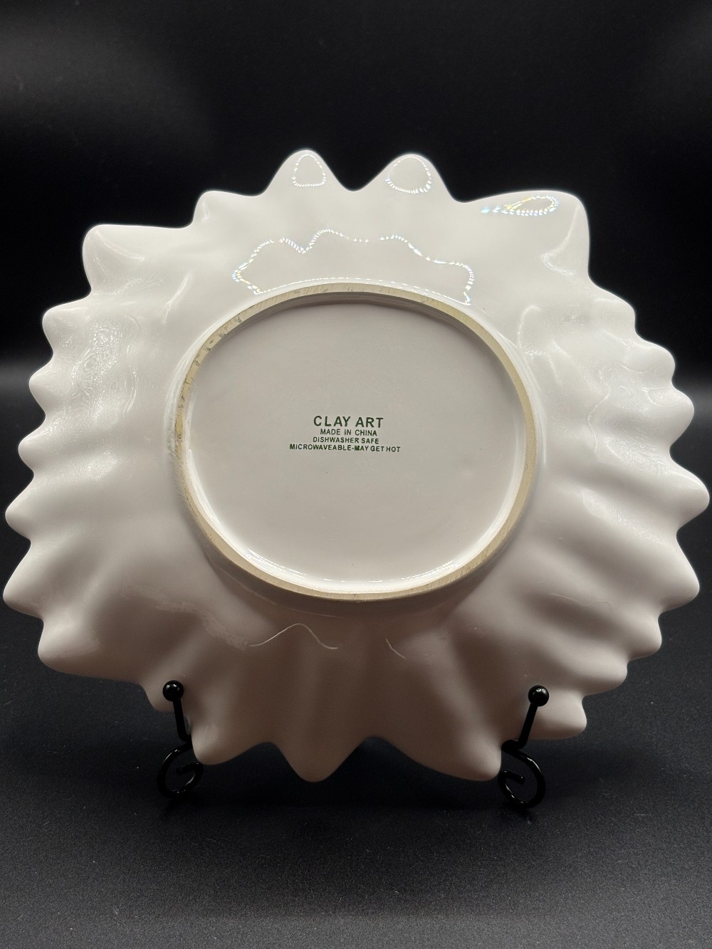Ceramic Clay Art white sunflower dip bowl
