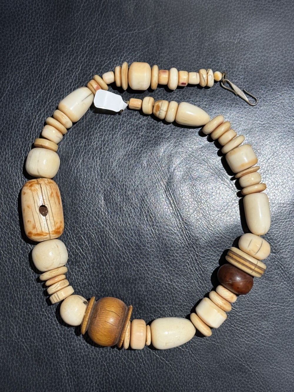 Necklace - Large Beaded Cream and Brown Necklace