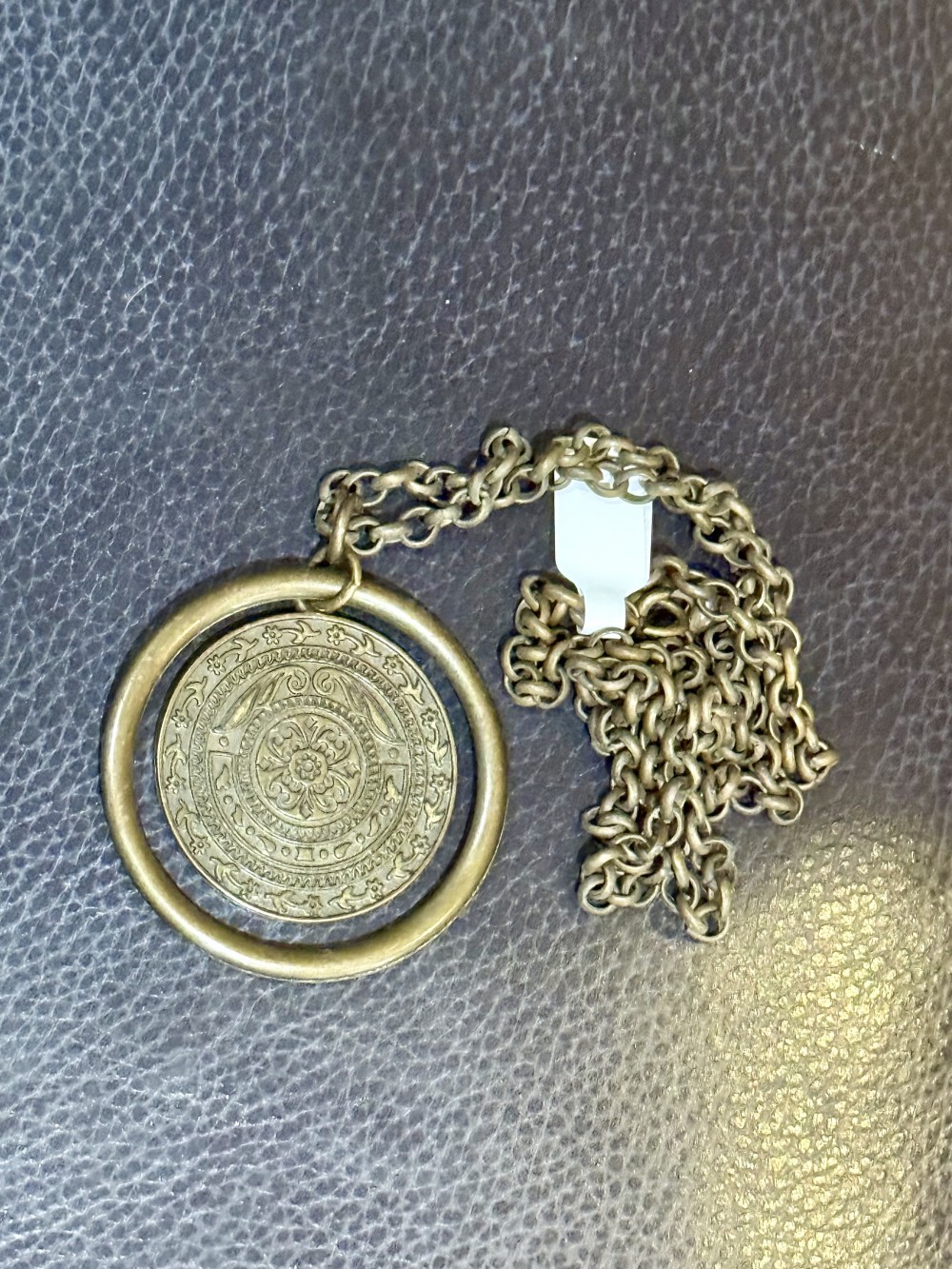 Necklace - Bronze Patterned Medallion & Chain