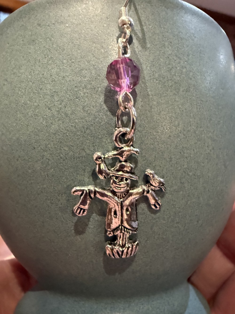 Earrings - Scarecrows purple bead, Scarecrow, Fall