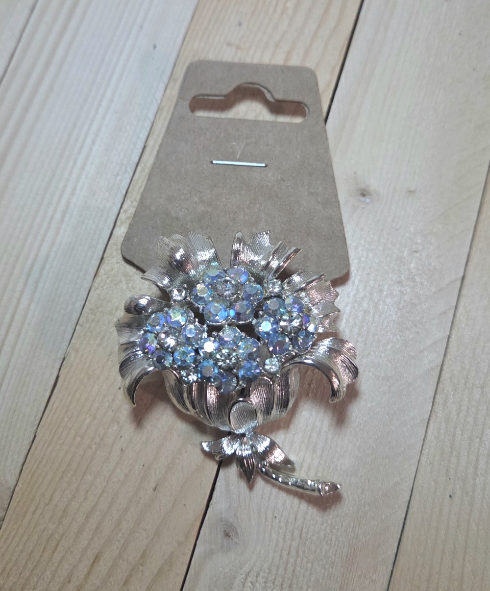 Vintage Sapphire Aurora Borealis Brooch