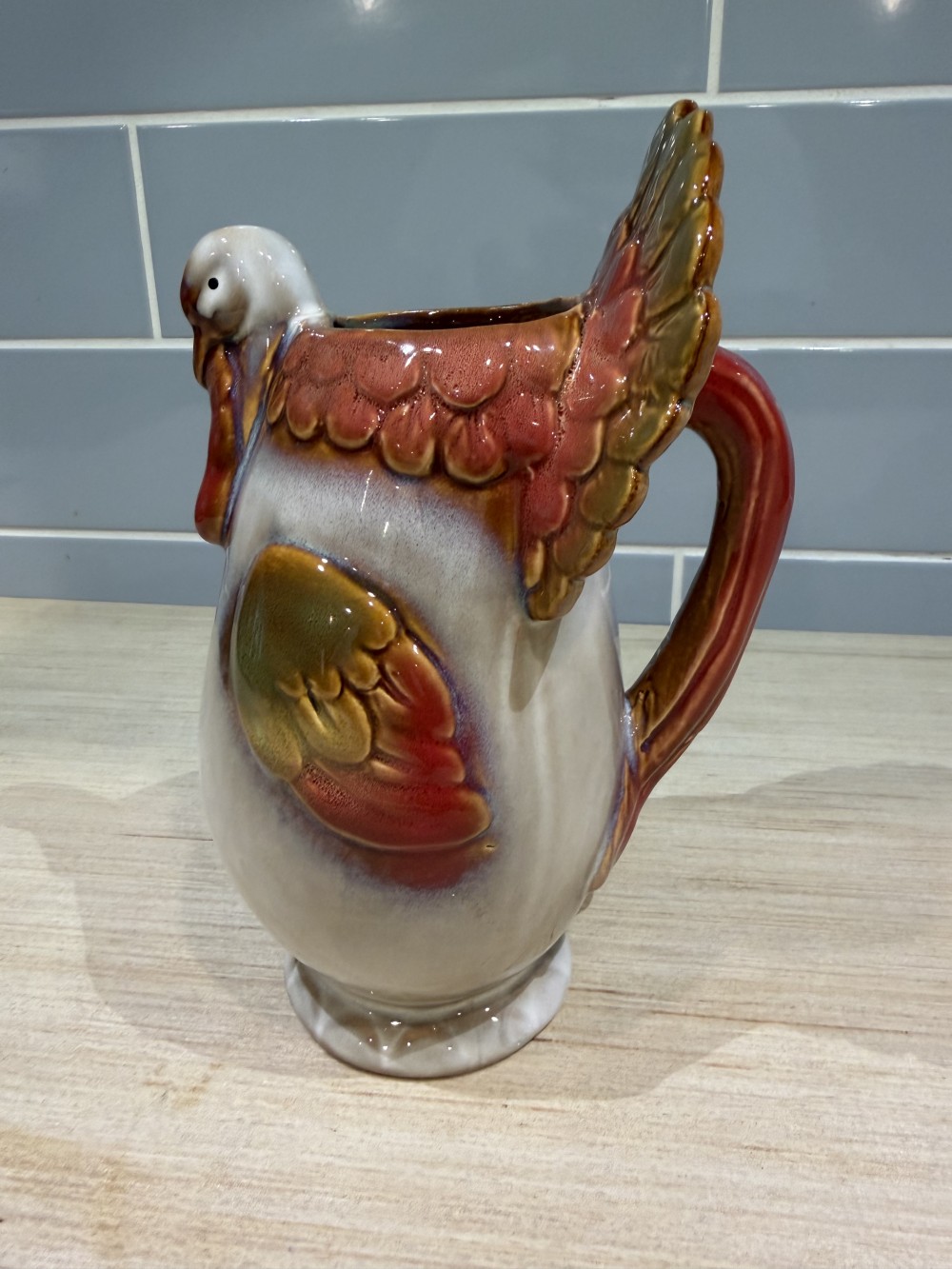 Vintage Ceramic Turkey Pitcher 8.5”