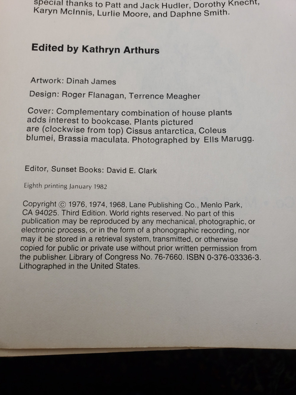 How to Grow House Plants Eighth Printing 1982