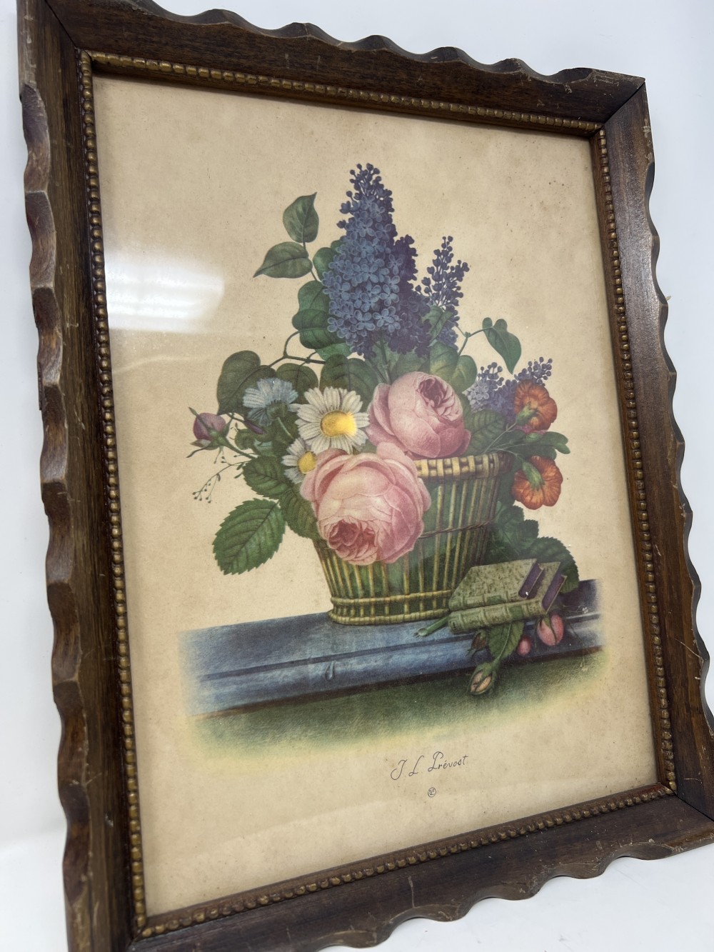 Vtg J. L. Provost Framed Floral Print
