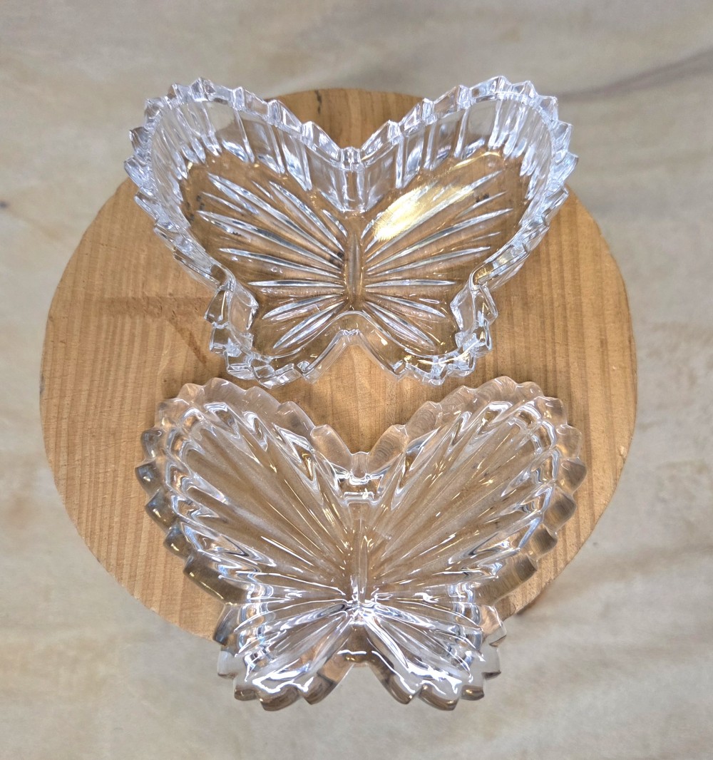 VTG Crystal Butterfly Trinket Dish