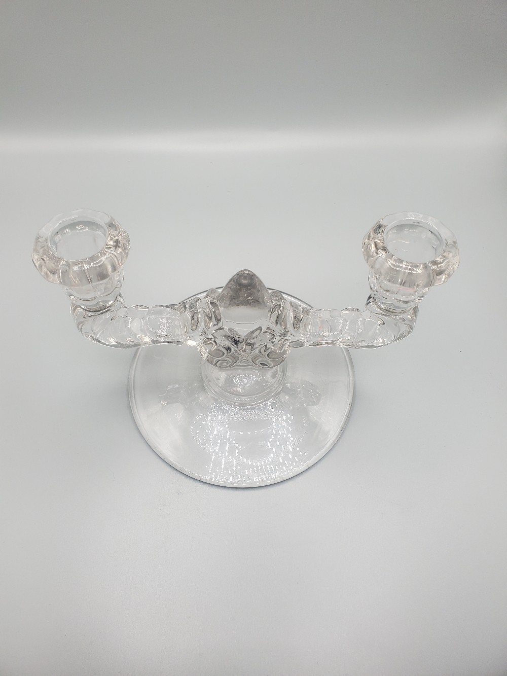 Glass Double Candlestick Holder