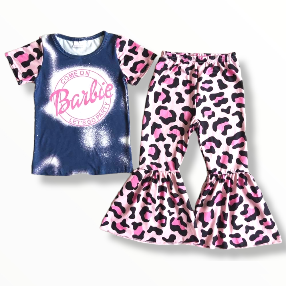 Party Barbie Leopard Bell Bottom Set