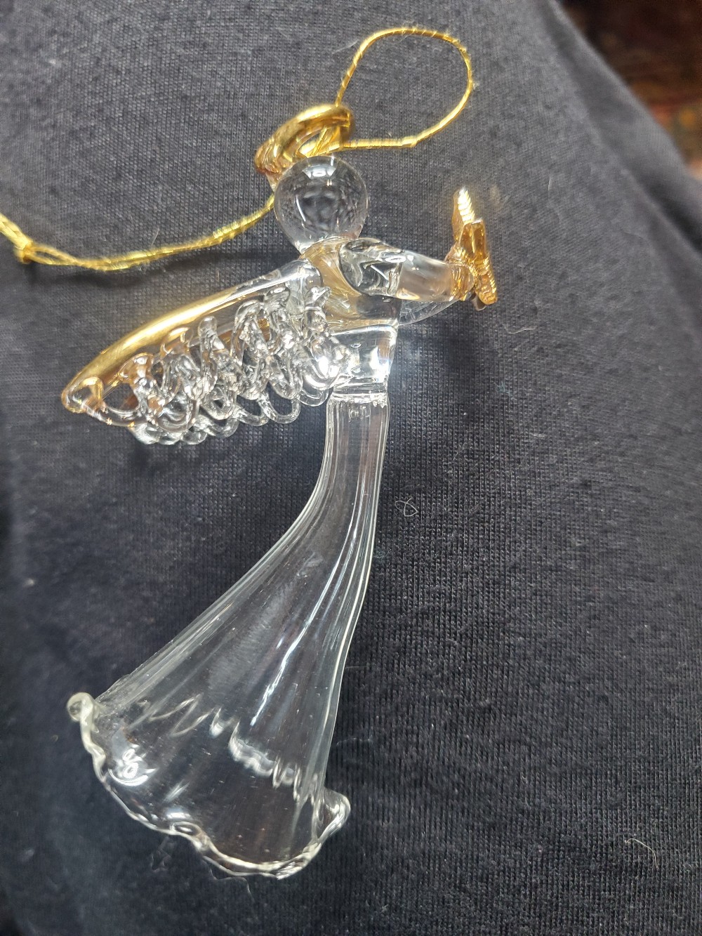 Glass Angels with Gold Accent Set of Two