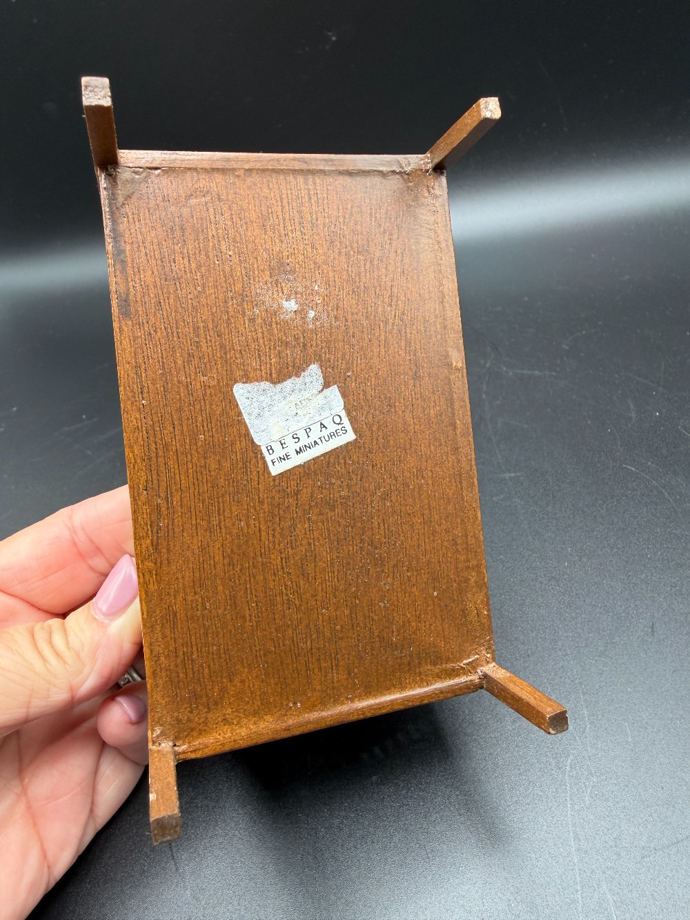Vintage Bespaq 1:12 Dollhouse Miniature Stickley Style Walnut Crib - Mission Arts & Crafts