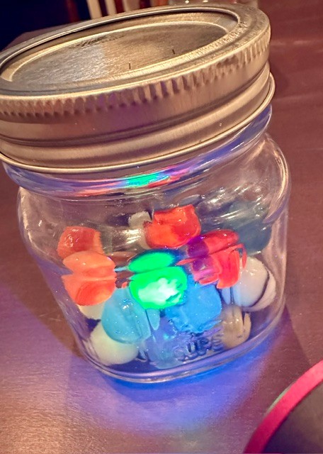 Vtg Glass Marbles in Jar 40 ct