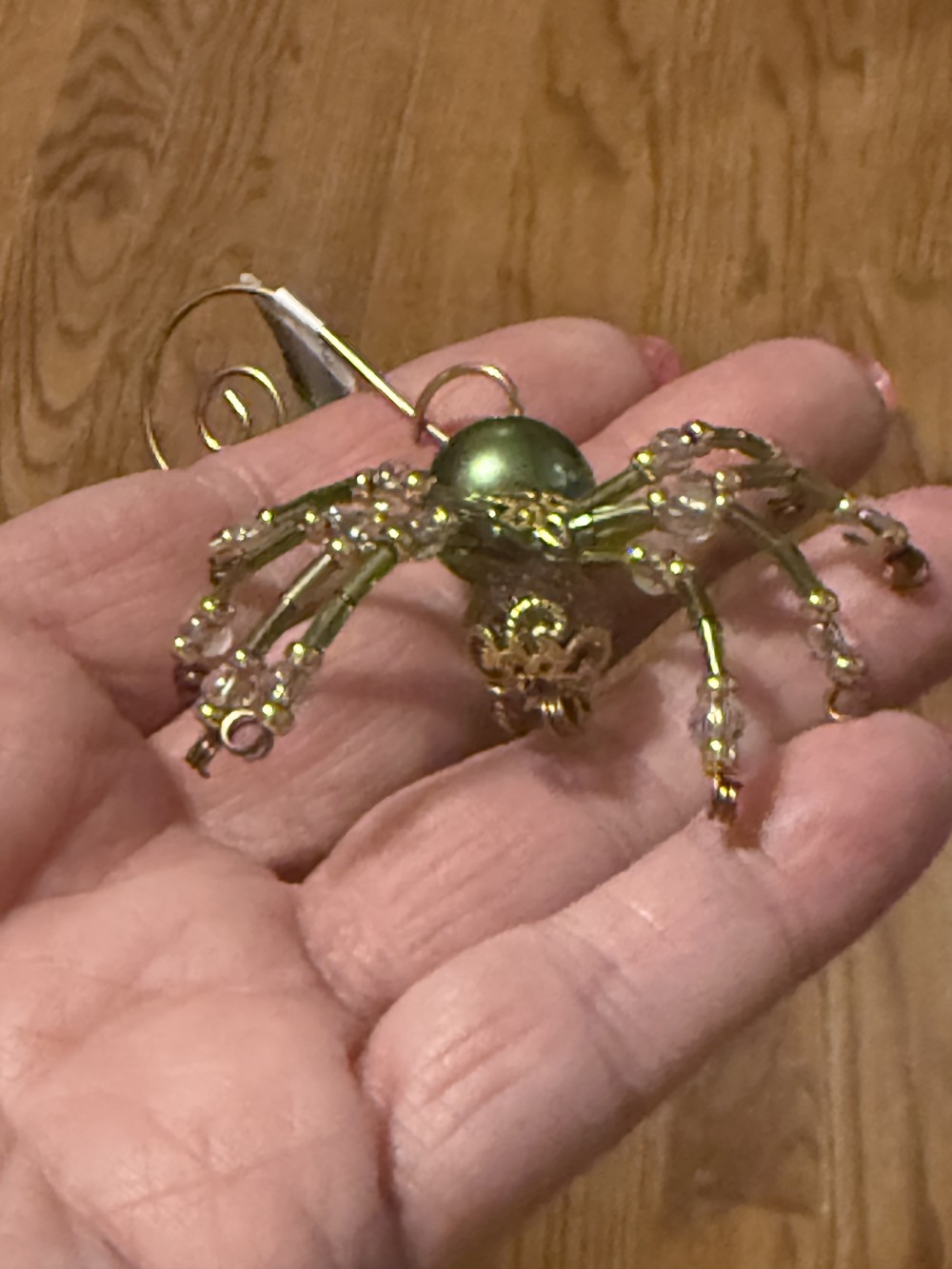 Ornament Spider Green & Gold