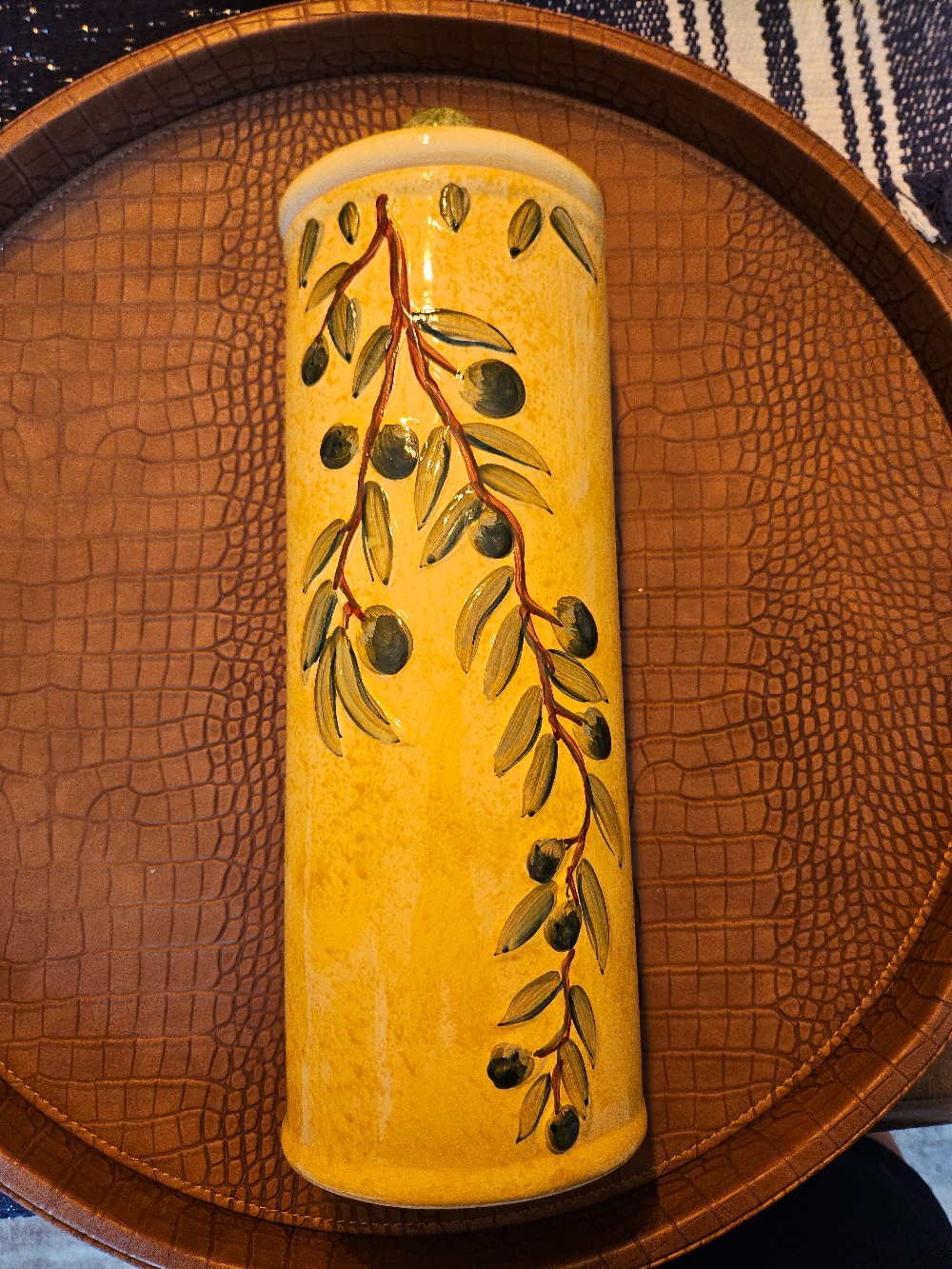 Beautiful Vintage Tuscan Style 13” Ceramic Pasta Canister With Lid