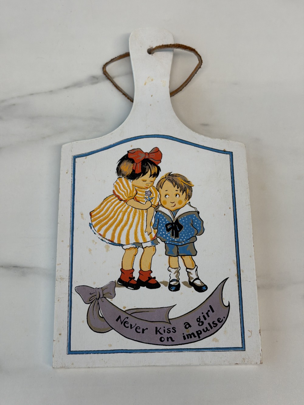 Vintage wall hanging never kissed a girl on impulse