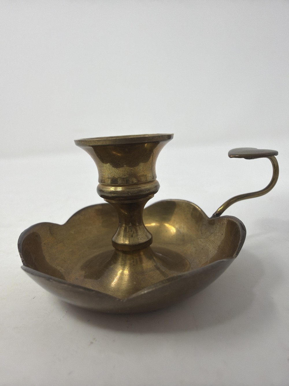 Vtg Mini Brass Chamberstick w/ Heart Handle