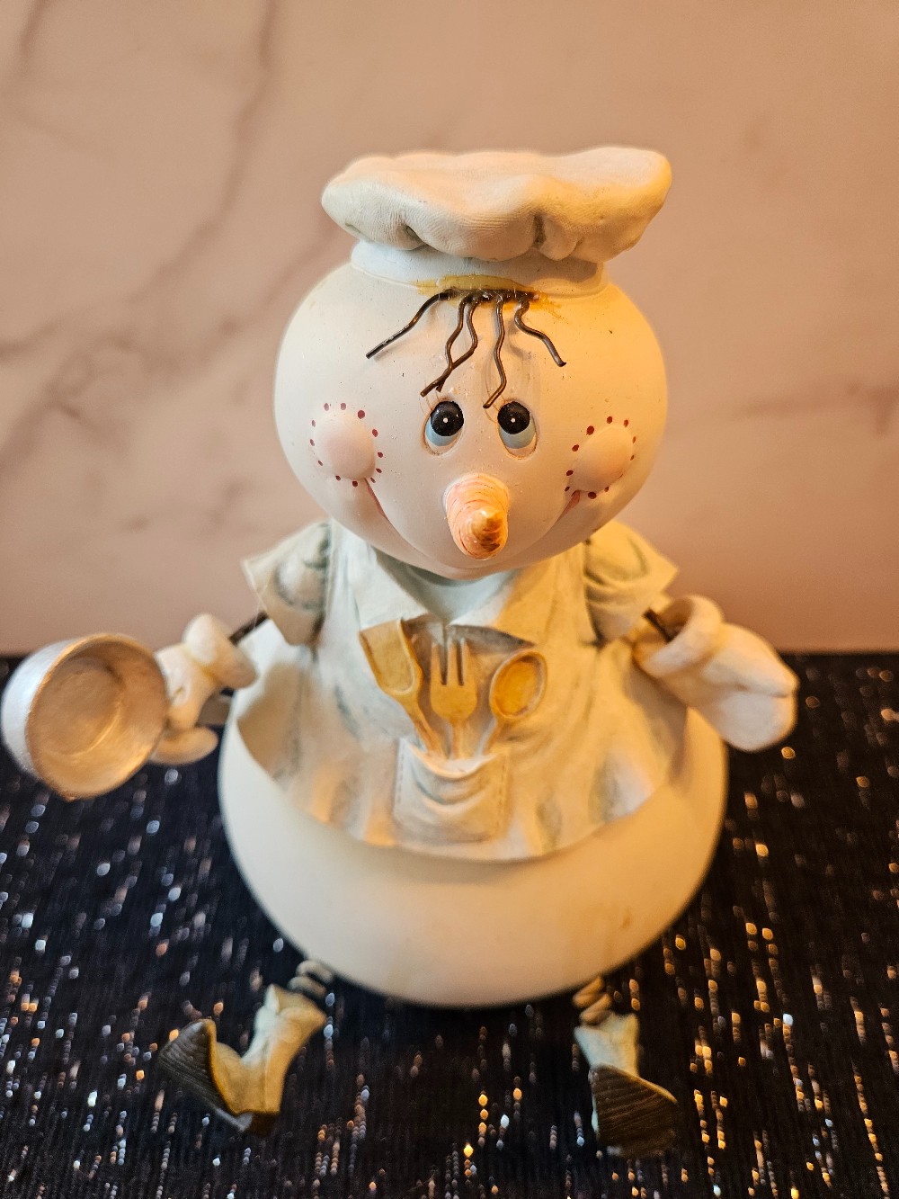 NIB whimsical ceramic chef snowman figurine