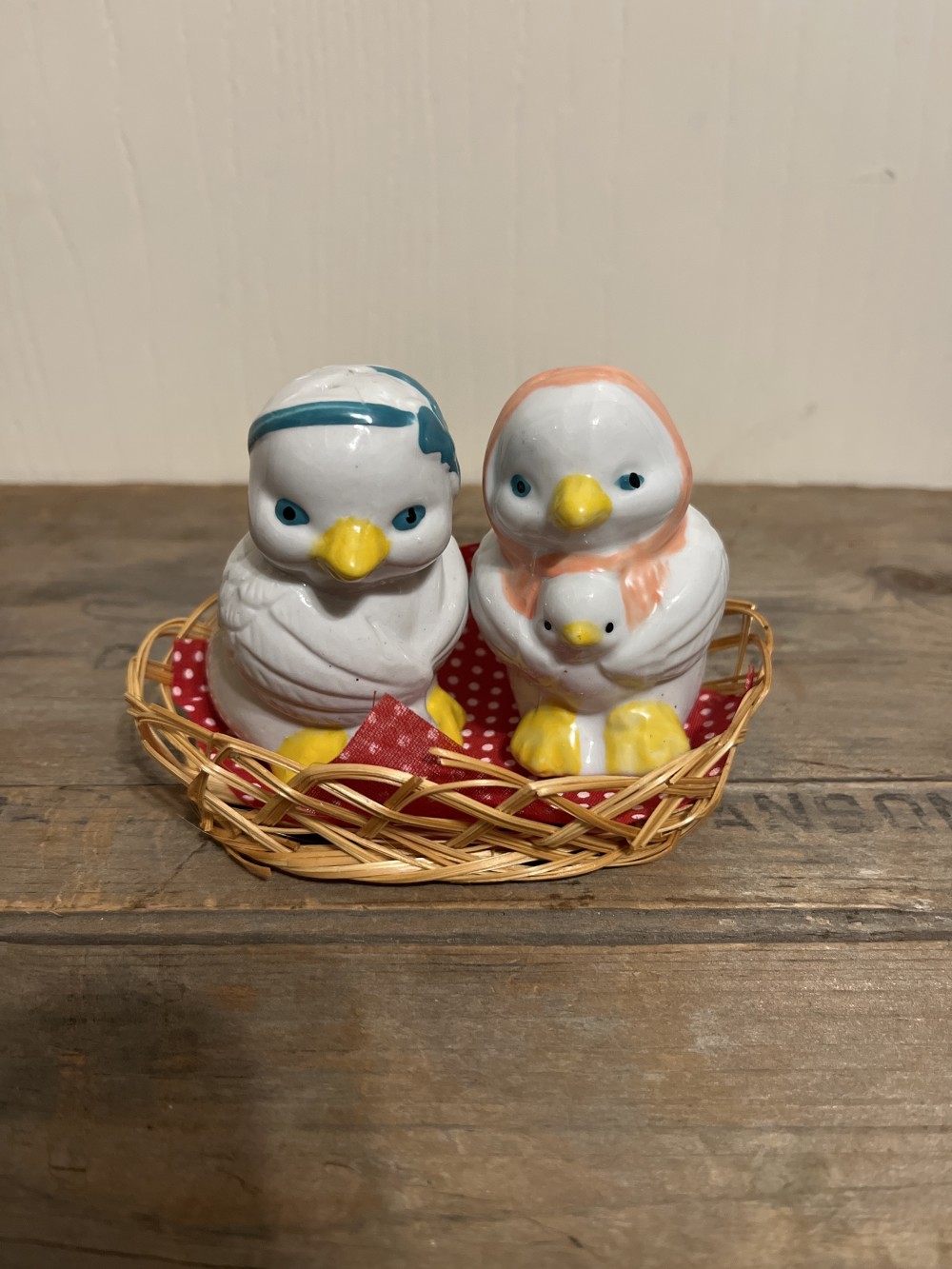Vtg anthropomorphic chickadee S&P set