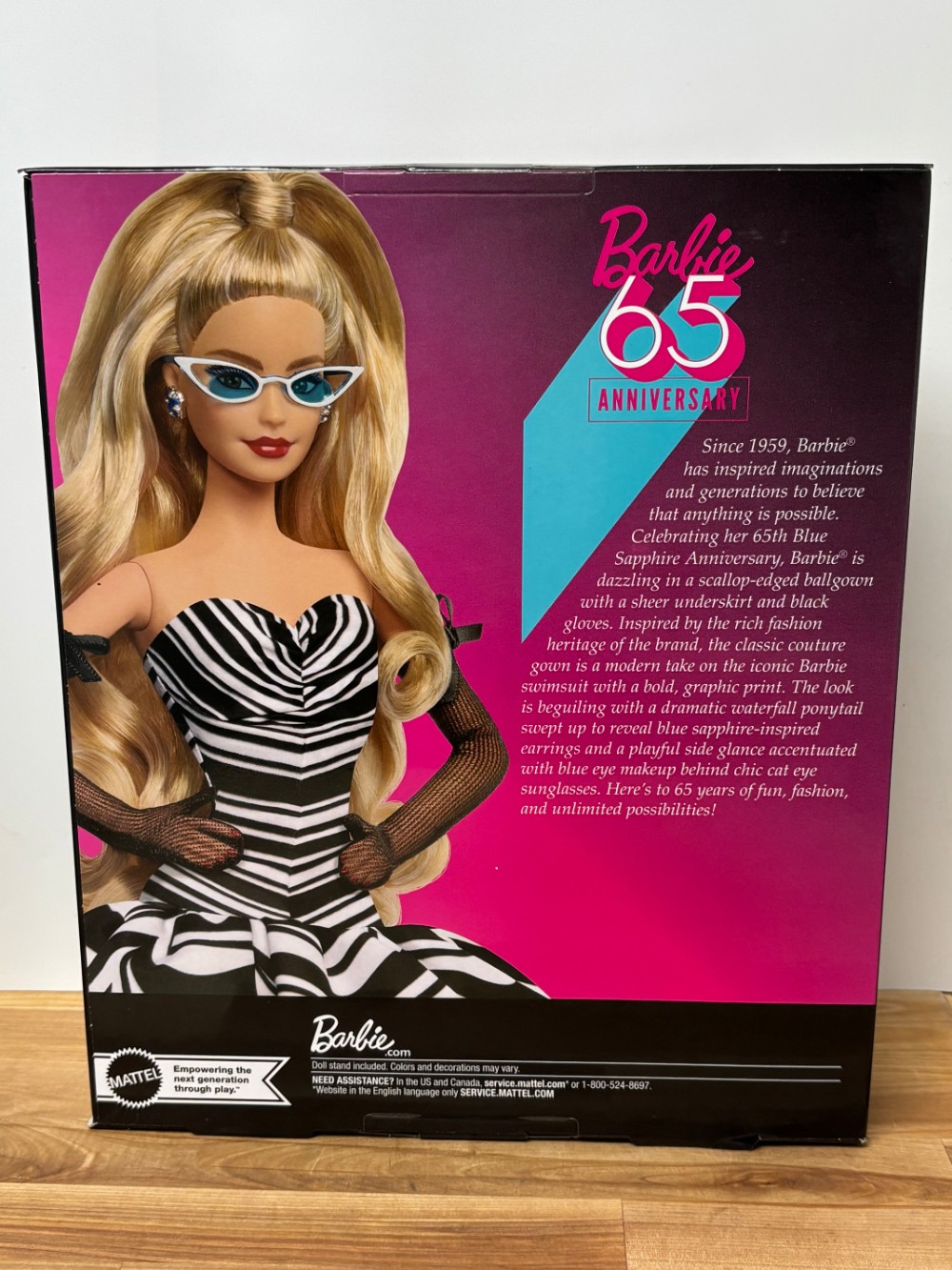 2024 Barbie 65th Anniversary Signature Blonde Collector Doll Black White Gown HRM58 NIB