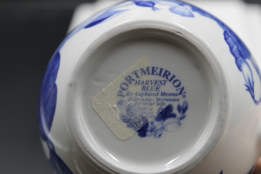 vtg small pitcher HARVEST BLUE by Portmeirion, England