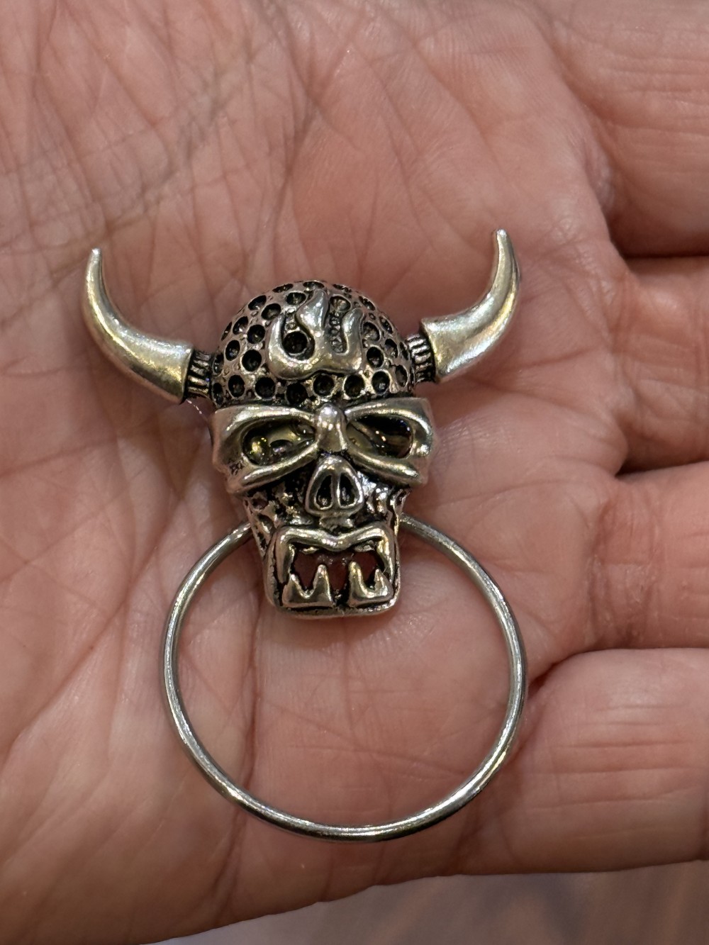 Eyeglass Holder Pin - Viking Skull in Silver