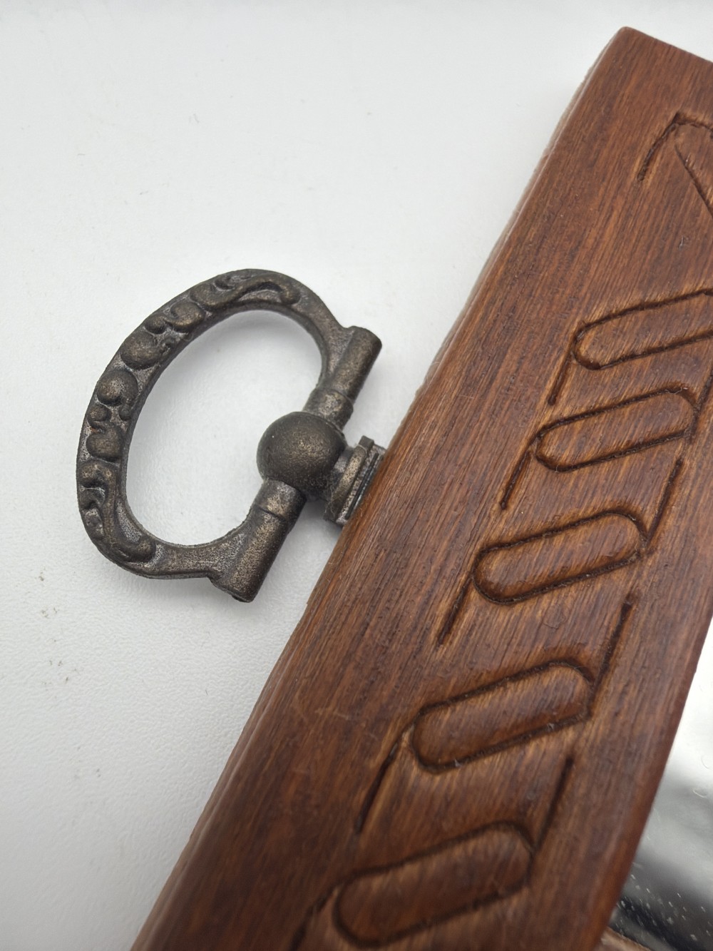 Vintage Carved Wood Miniature Wall Mirror