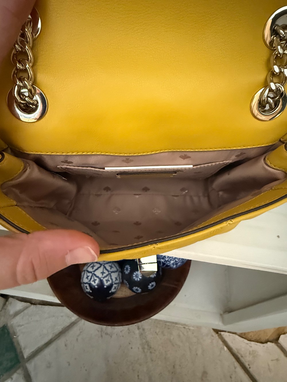 Kate Spade Natalia Crossbody Quilted Yellow with Chain