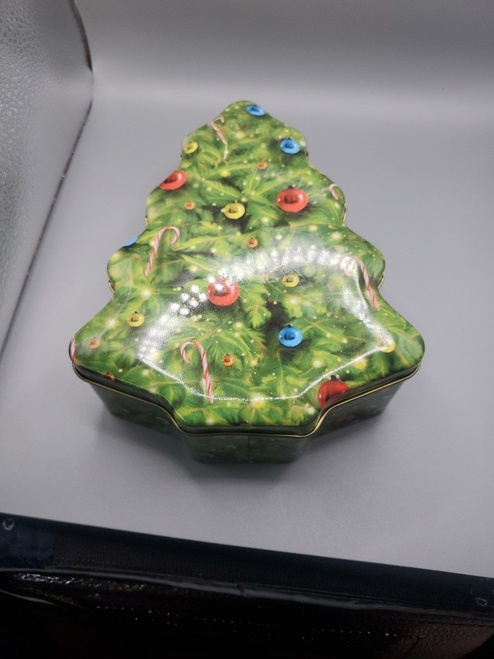 Christmas Tree Shaped Metal Tin