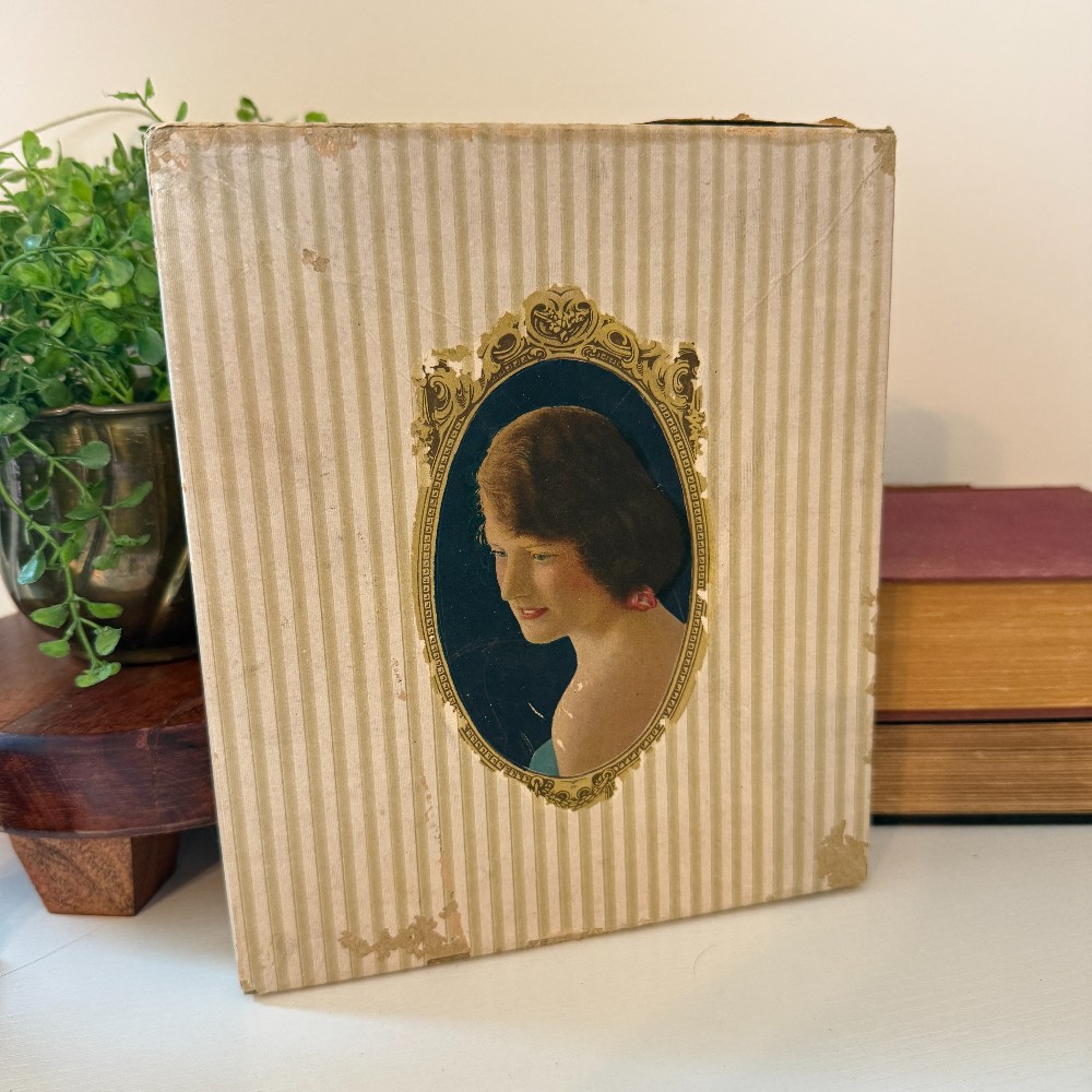 Antique Striped Gift Box with Portrait Medallion