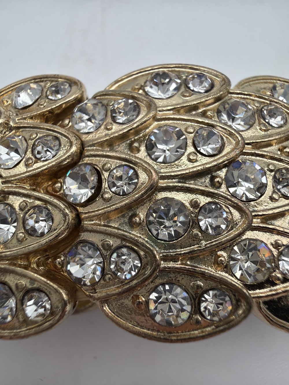 Vtg Rhinestone Leaf Stretch Bracelet