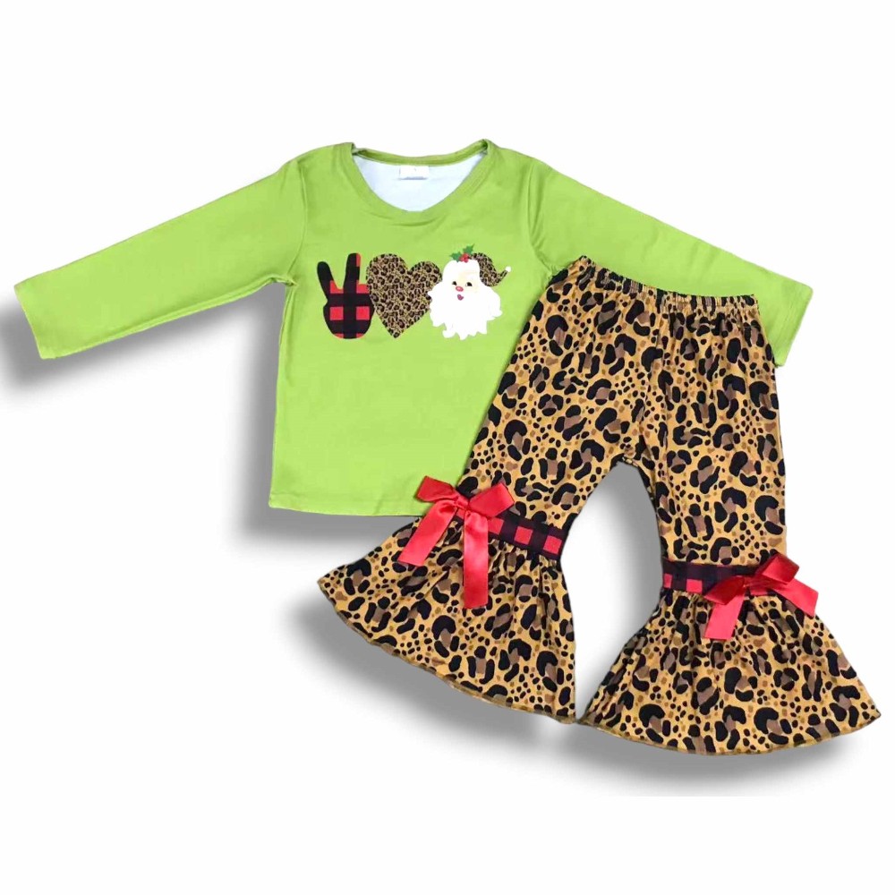 Peace Love Santa Leopard Pant Set