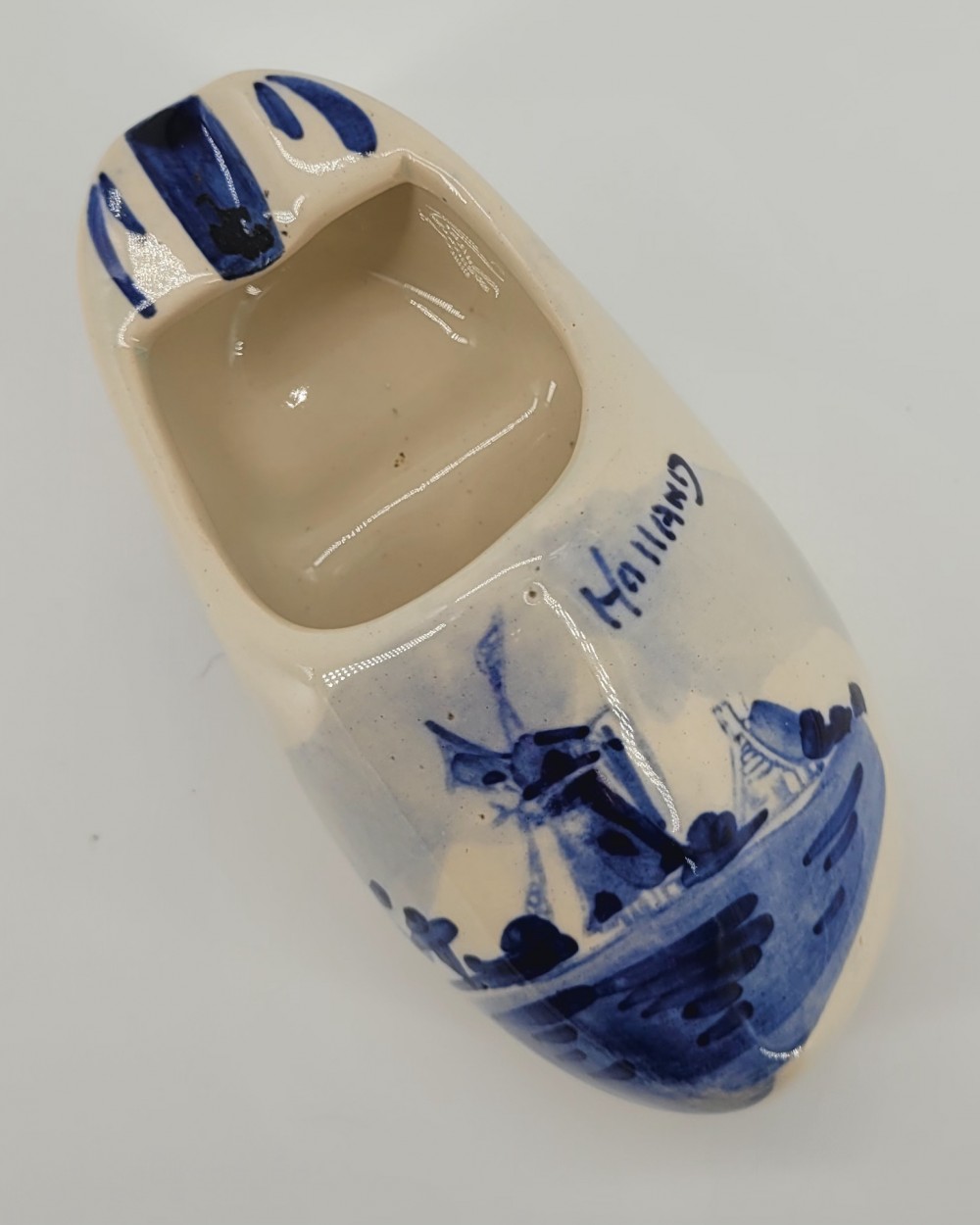 VTG 1960s Delft Blue Ceramic Ash Tray Shoe