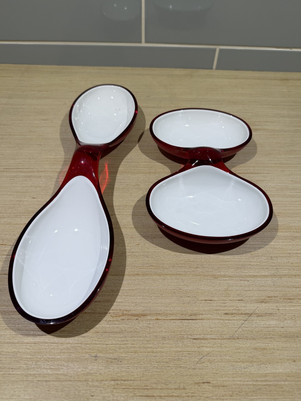 Rare VTG Guzzini Red & White Divided Serving Dish