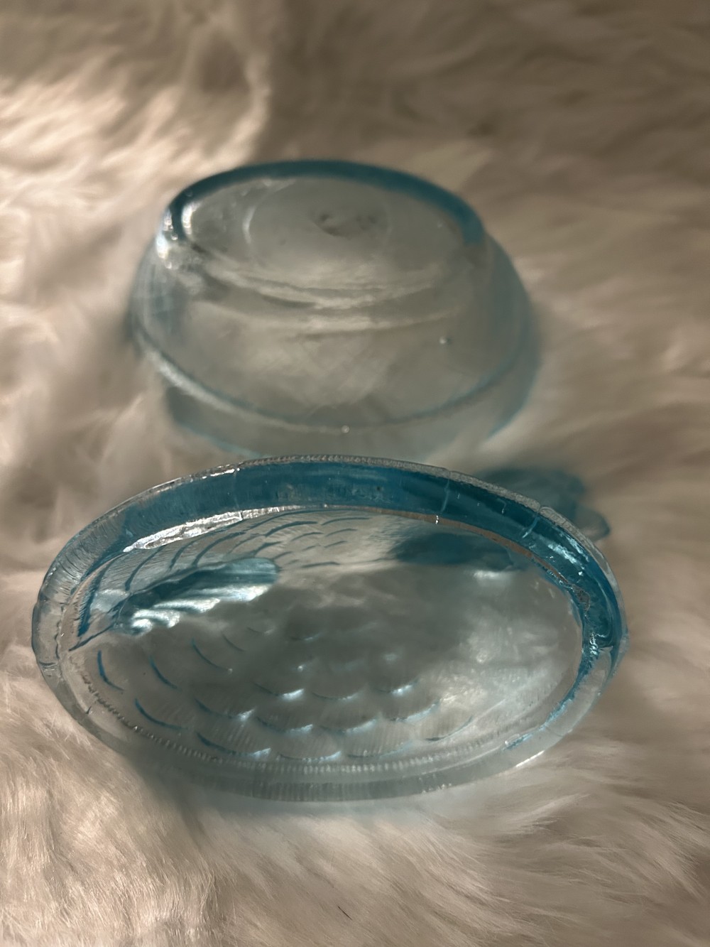 Hen on Nest - Blue Glass - Small