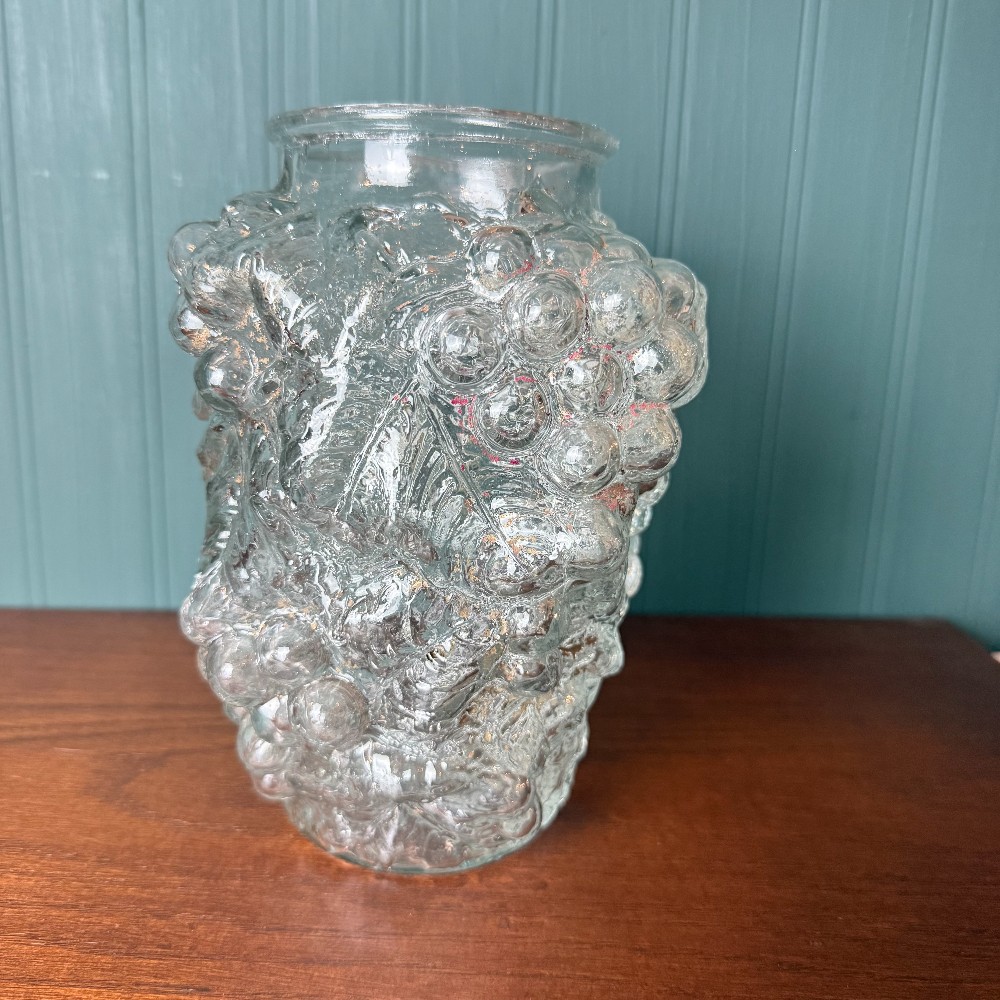 Antique Goofus Glass Grape Cluster Vase, Early 1900s