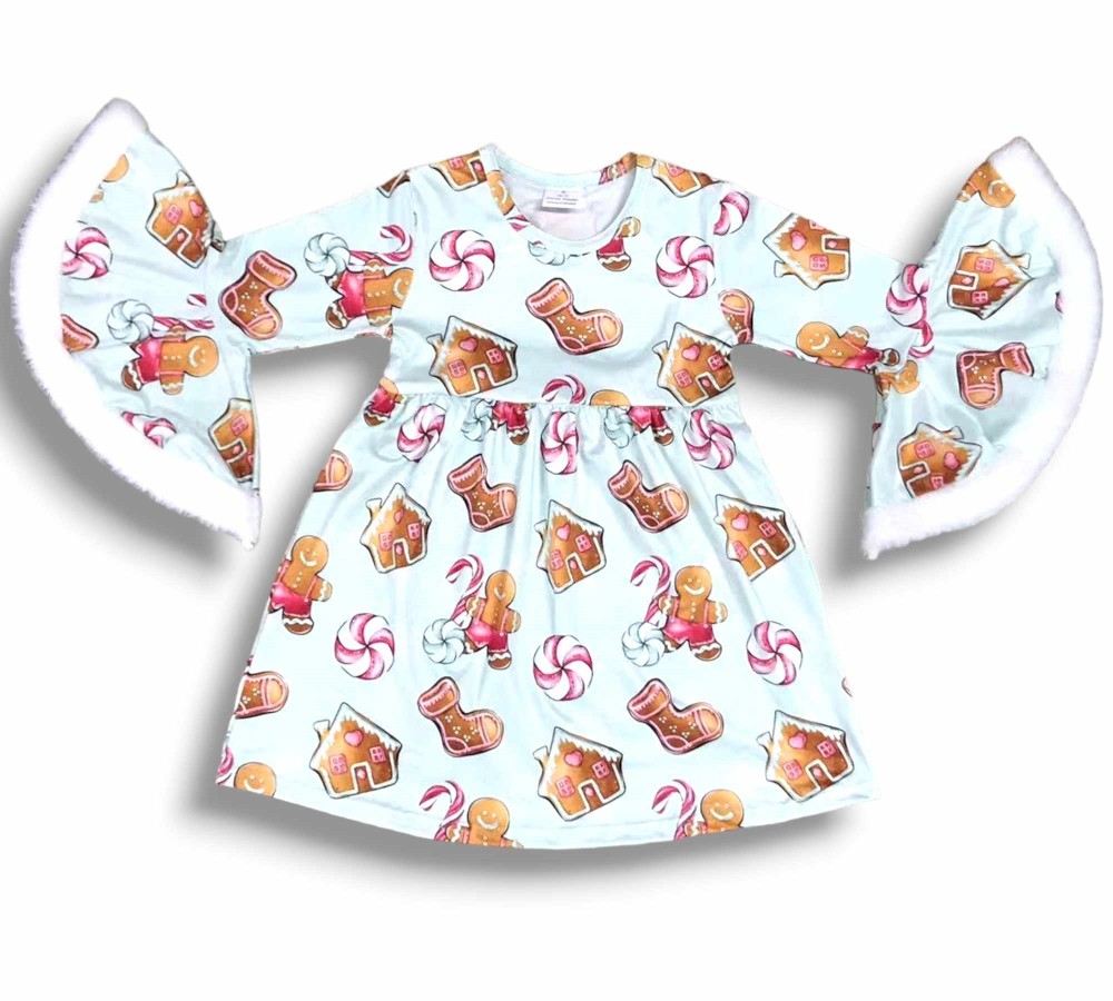 Gingerbread Flare Bell Sleeve Dress