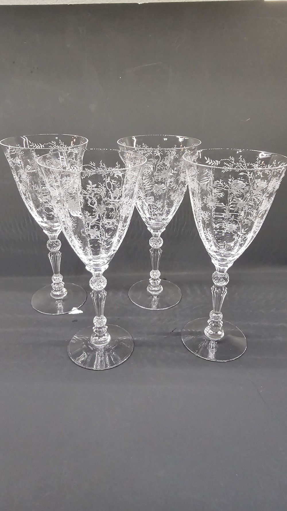 Vintage 1940-73 Fostoria Chintz etched crystal water goblet(set 4)