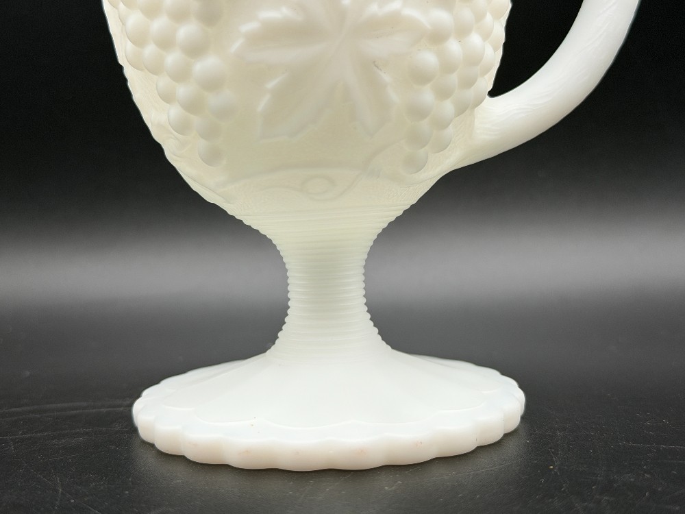 Imperial Glass White Milk Glass Footed Creamer - Vintage Grape Pattern