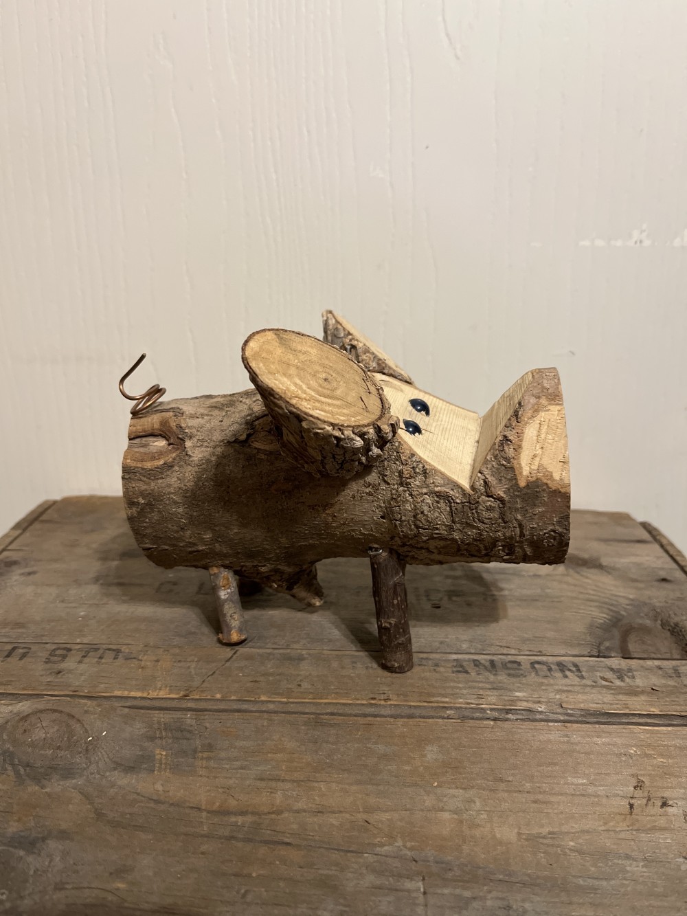 Handmade folk art “Log Hog”