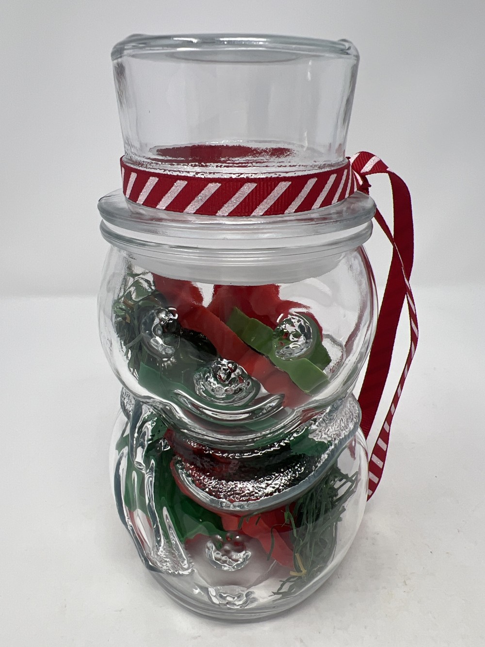 Vtg Plastic Cookie Cutters in Snowman Jar