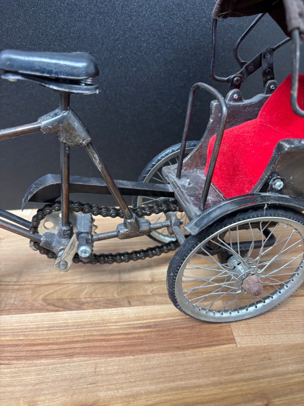 Vintage Metal Bicycle Rickshaw Pedicab with Canopy 14 Inch