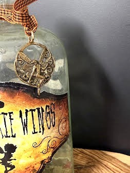 Antique Dried Pixie Wings Bottle Altered Antique Halloween Bottle