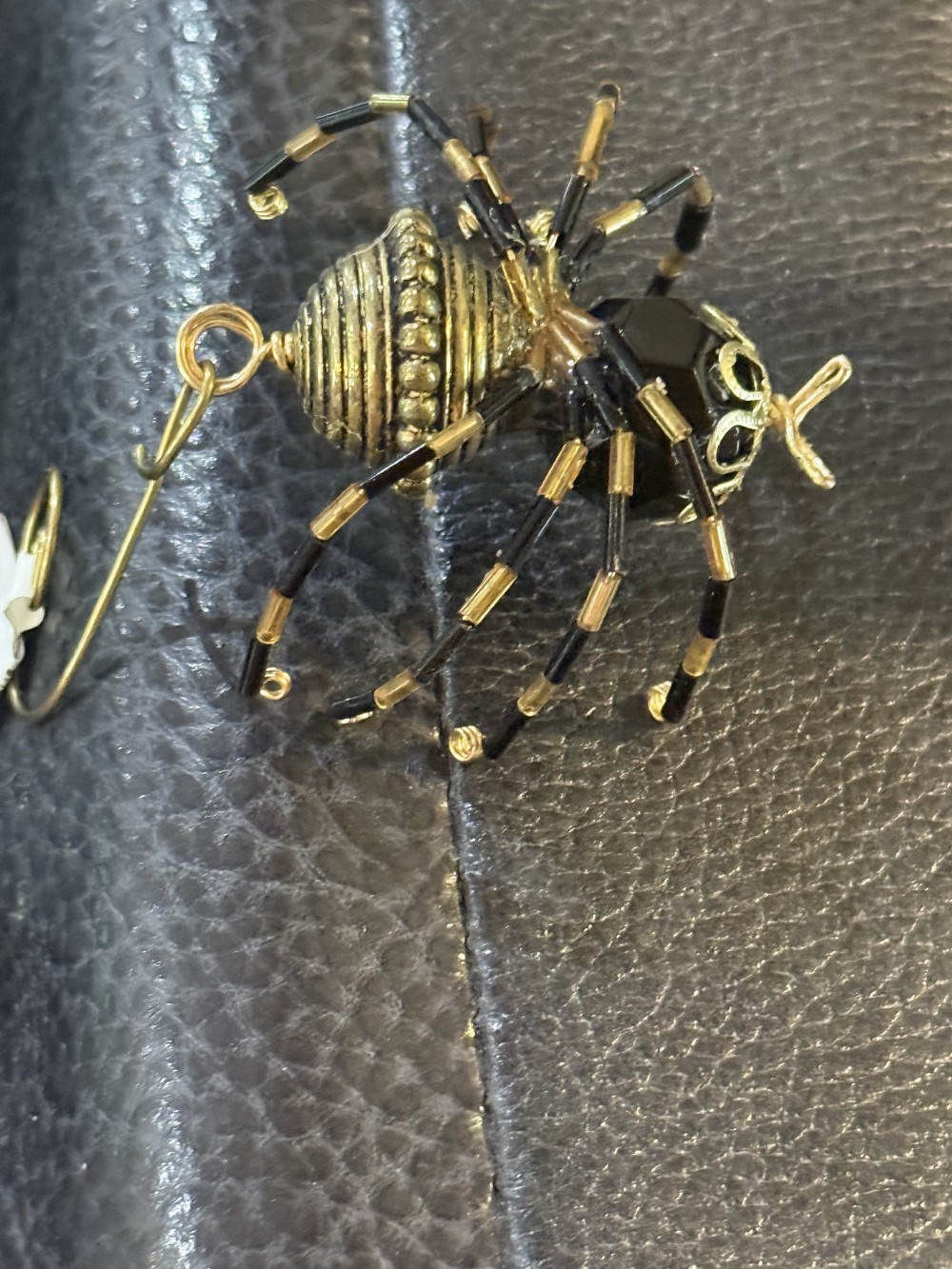 Ornament - Spider Black faceted and Bronze Metal