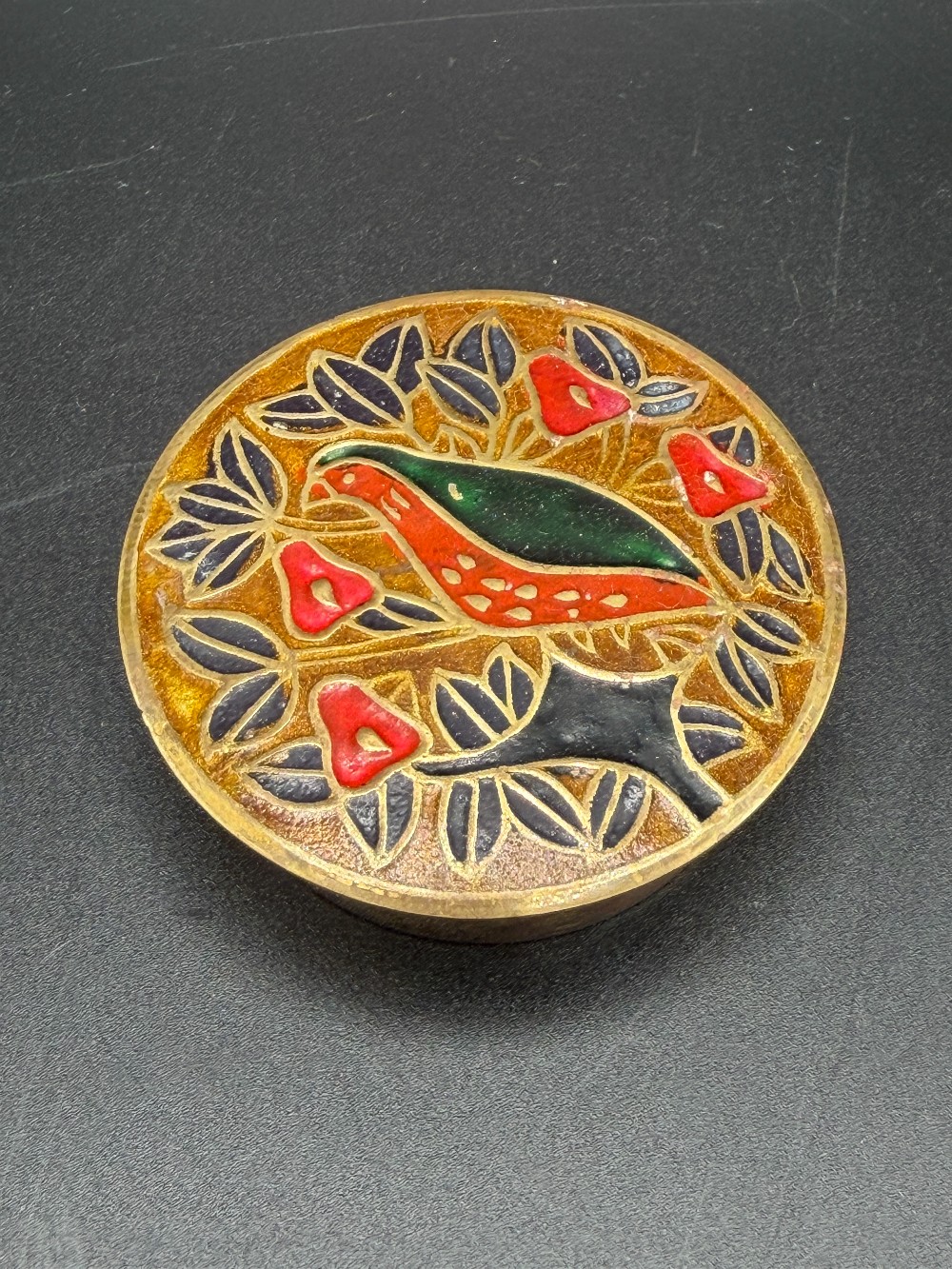Brass Partridge Lidded Trinket Box