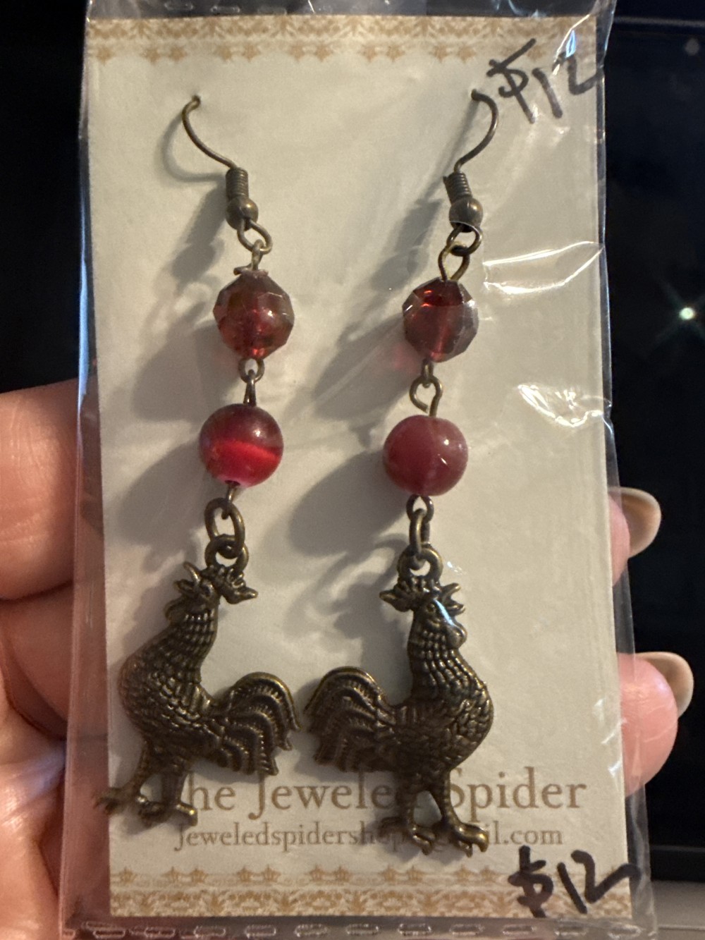 Earrings - Gamecock or Rooster Bronze 2 beads