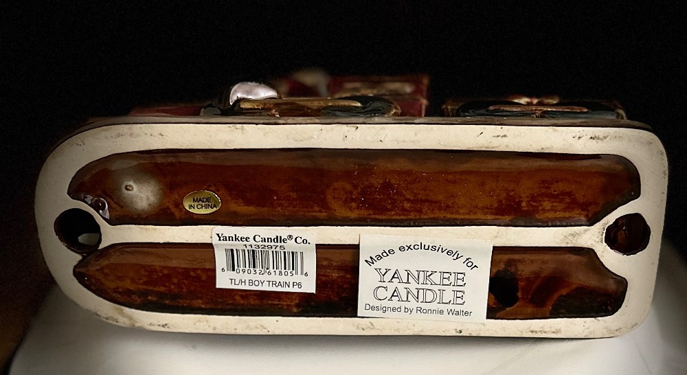 Official Yankee Candle Ronnie Walter Christmas Train Tealight Holder | Ronnie Walter Boy Train P6 Ceramic Base Mark | Collectible Holiday Ceramic Replacement Specimen