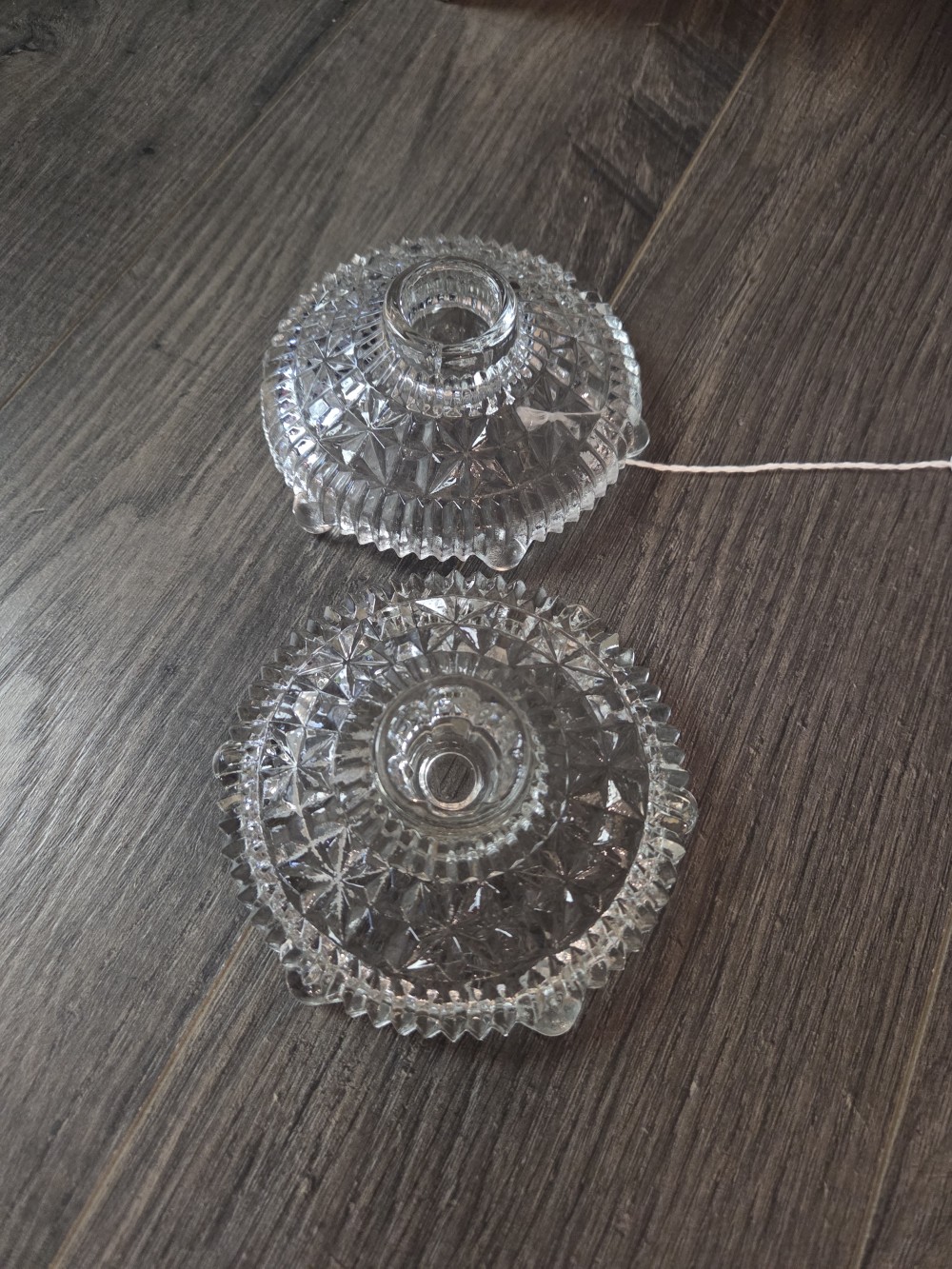 VTG Pair of Cut Glass Candle Holders