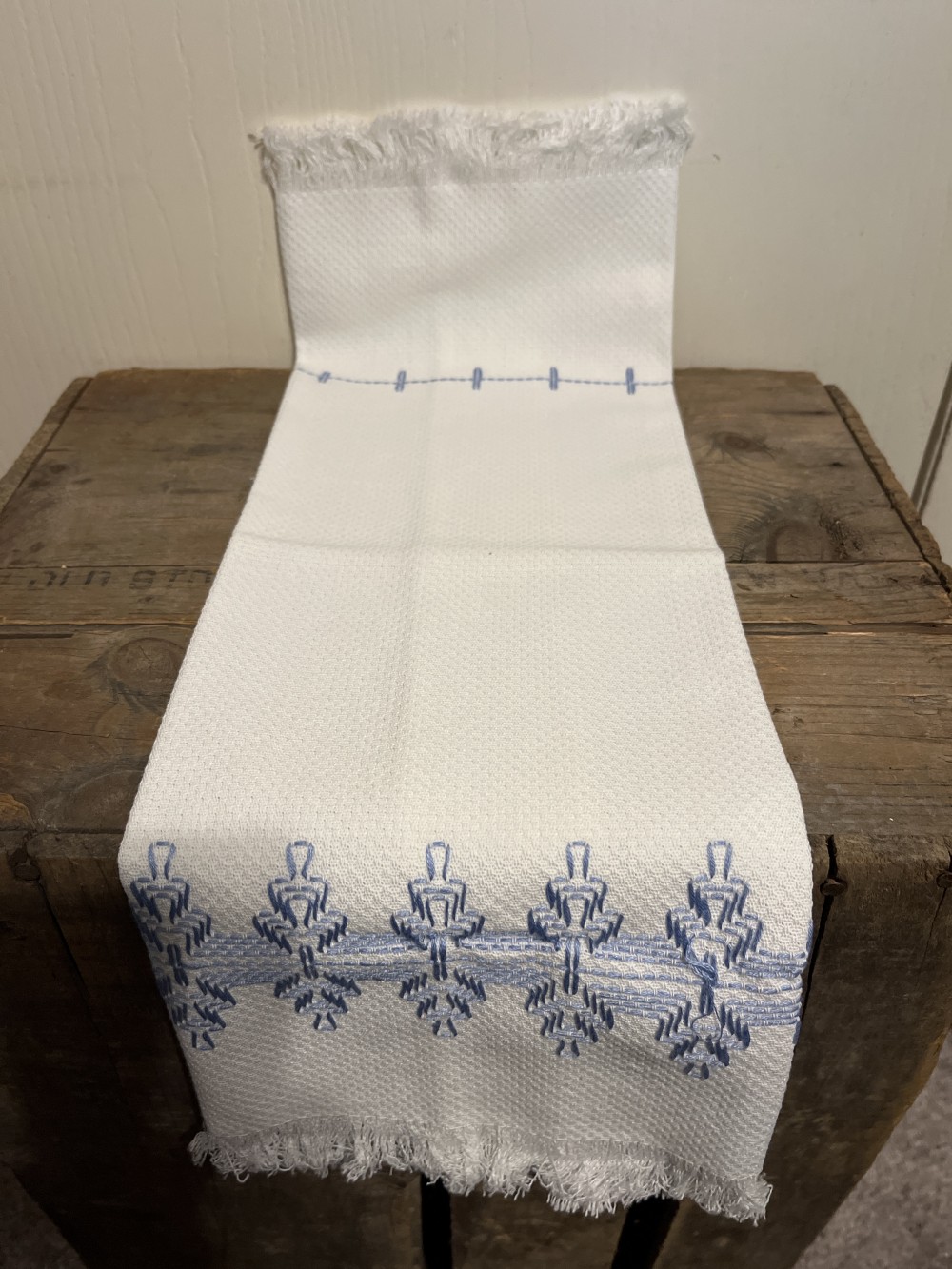Embroidered Tea Towel - blue