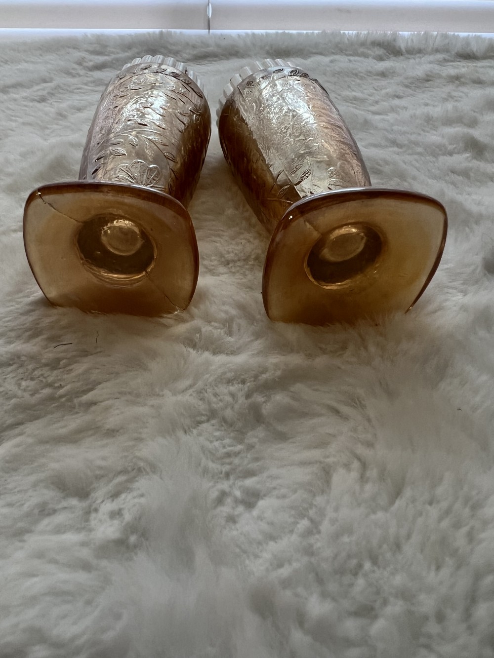 Vintage Amber Glass Salt and Pepper