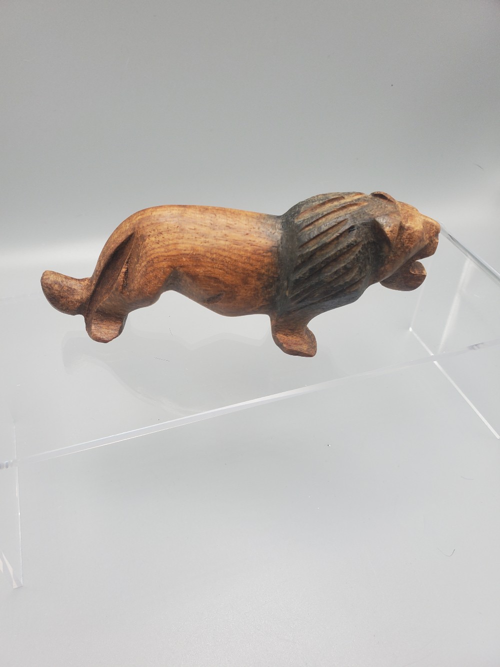 Hand Carved Wooden Lion Figurine