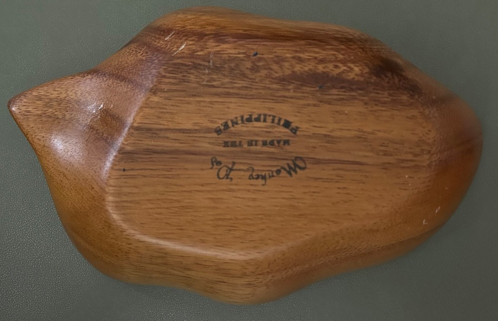 Vintage Hand-Carved Monkey Pod Wood Leaf Bowl | Mid-Century Modern Tropical Serving or Trinket Dish | Philippines Tiki Decor 1960s