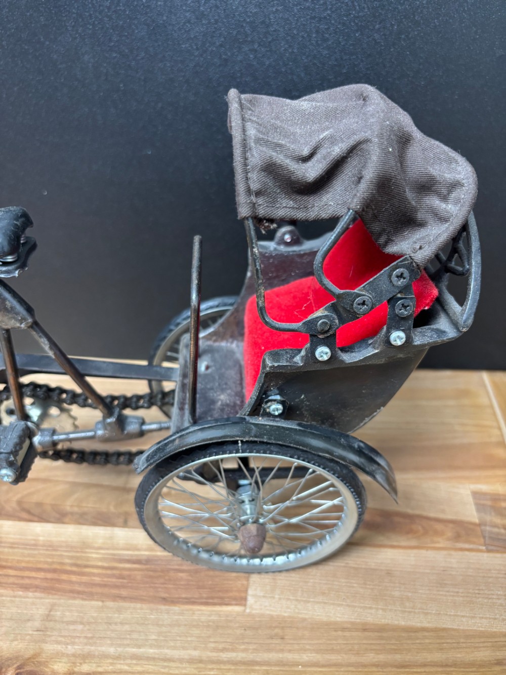 Vintage Metal Bicycle Rickshaw Pedicab with Canopy 14 Inch